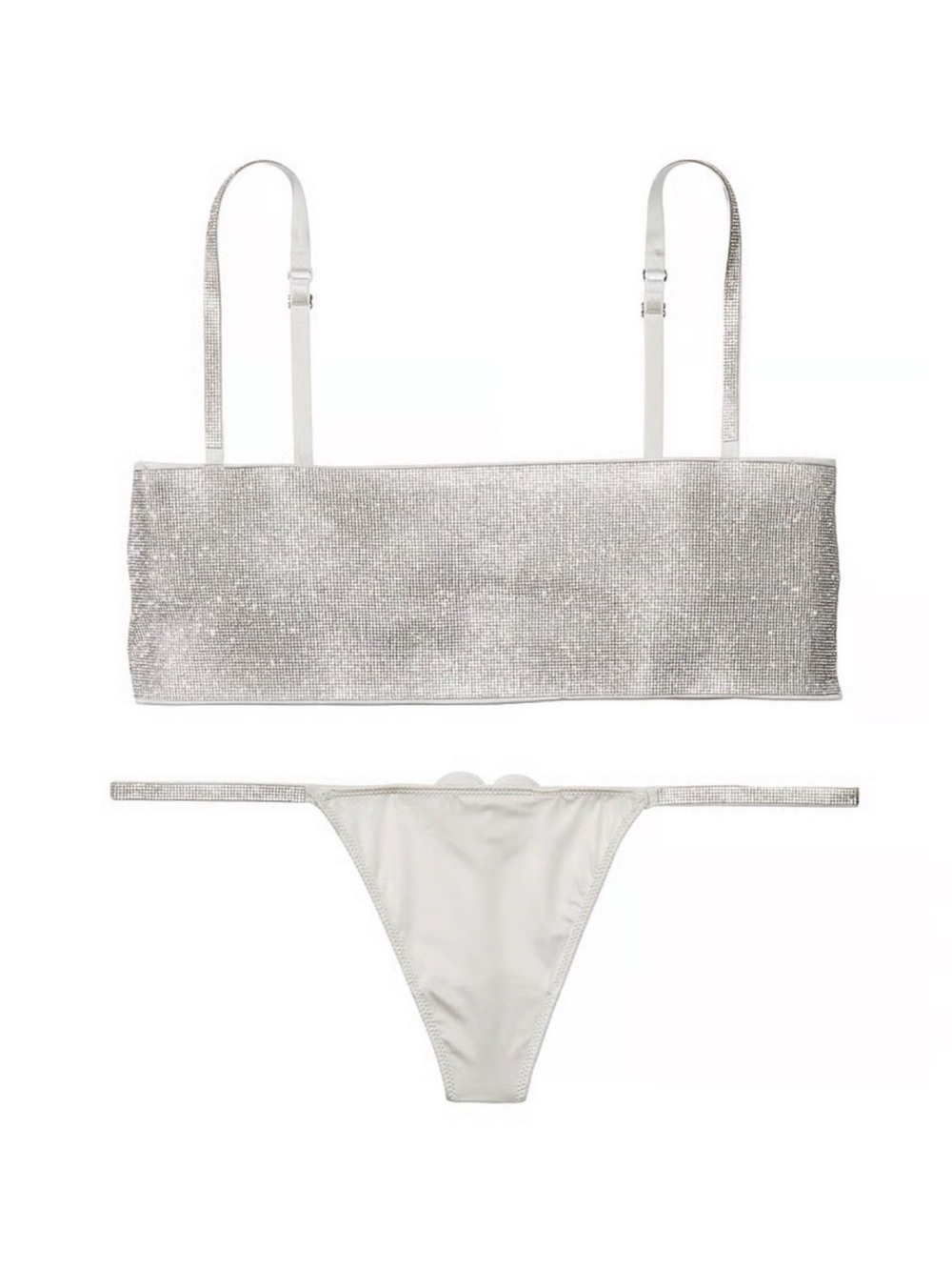 Victoria's Secret Metallic Silver Bandeau Bikini Set